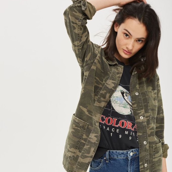 Coats | Topshop Camo Shacket 